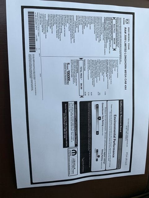 2022 RAM 3500 Limited Longhorn Mega Cab 4x4 6'4" Box