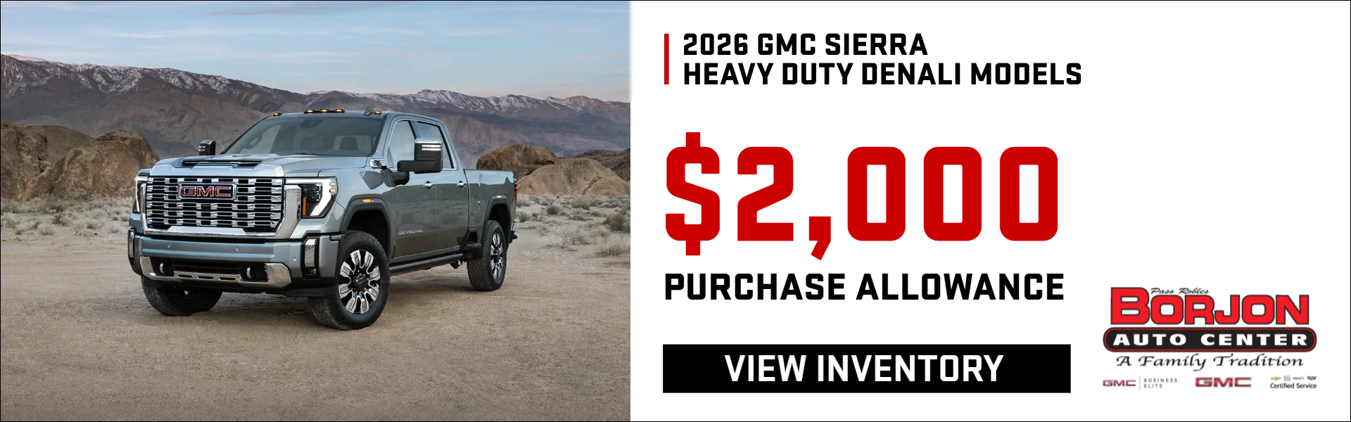 SIERRA HD TRUCK OFFERS FROM BORJON AUTO CENTER